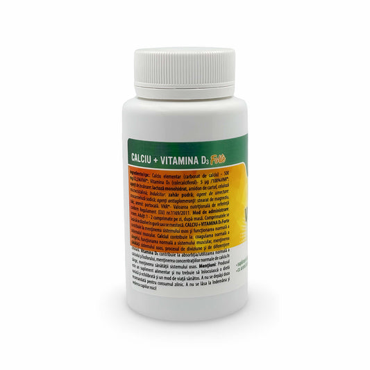 Calciu + Vitamina D3 Forte, 60 comprimate – Supliment alimentar pentru oase și dinți