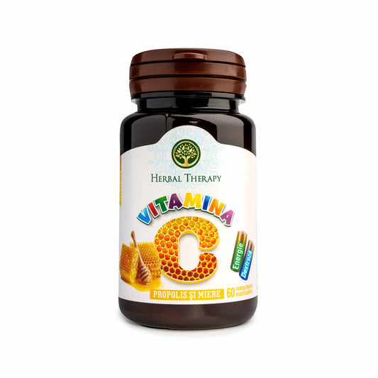 Vitamina C 100 mg, cu Propolis și Miere - Ameliorarea simtomelor răcelii, 60 comprimate masticabile